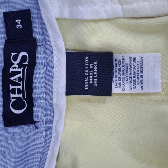 Chaps Ralph Lauren flat front yellow casual preppy summer Cotton shorts SZ 34 - Picture 6 of 7